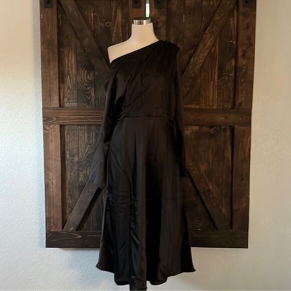 Nwt Jasambac Off one Shoulder Cocktail Party Wedding Guest Satin Dress XL - Picture 5 of 13